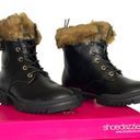 Shoedazzle  Kleio Combat Boots Faux Fur Trim Chunky Lug Sole Black Photo 2