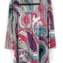 Susan Graver  Womens Paisley Bell Sleeves Pleated Front Dress Multi-Color Size XL Photo 0