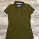 Tommy Hilfiger Olive Green Women’s Short Sleeve Polo Shirt Size Medium *flaw* Photo 5