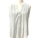 BCBGMAXAZRIA  Womens Blouse Solid Gray Sleeveless Button Front Tuck Pleated S Photo 0