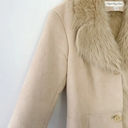 Jones New York Faux Suede Faux Fur Trim Long Coat Cream Size S Photo 10