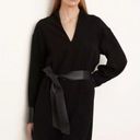 Vince  Faux Leather Long Sleeve Slit-Neck Dress Black Size XL Photo 7