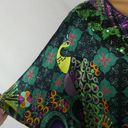 Custo Barcelona  Batwing Silk Abstract Floral Plaid Sequin Dress Colorful Small Photo 7