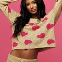 Beach Riot  Sandy Hearts Pullover Sweater Knit Tan Pink  XS Photo 3