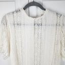 Mango  MNG Cream Lace Semi-sheer Ruffles Top Blouse  Size S Photo 5