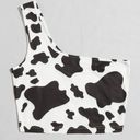 SheIn One Shoulder Cow Print Crop Top Photo 0