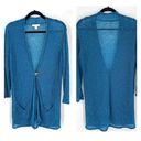 Coldwater Creek  Women's Slub Knit Linen Blend Long Cardigan Blue Green Medium Photo 1