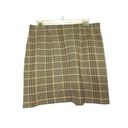 CAbi  Pastime Mini Skirt Size M Brown Plaid with Two Front Pockets‎ Elastic Photo 1