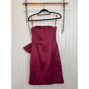 White House | Black Market  Burgundy Satin Bow Side Mini Strapless Dress Size 4 Photo 1