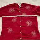 Talbots PL  Red Cardigan with Floral Embroidery Photo 5