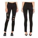 frame denim Frame Le High Skinny Distressed Raw Hem Jeans Black 27 Photo 1