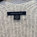 American Eagle  Women’s Light Gray Knit Open Front Tassel Detail Poncho Sweater Photo 3