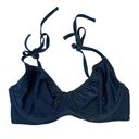 Abercrombie & Fitch  Sz M Curve Love Tie Strap Underwire Bikini Top Blue Sparkly Photo 1