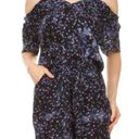 Floral Romper Off Shoulder Cold Navy Shorts Flowers One Piece Outfit Jumpsuit L Size XL Photo 0