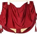 Cacique  Swim Ruched Side Skirted Bikini Bottom Maroon Red Size 28 New Photo 0