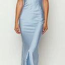 Beginning Boutique Xander Blue Satin Maxi Dress Photo 0