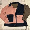 Color Block Corduroy Jacket Pink Size M Photo 2