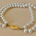 Vintage “Ariadne” Two Stand White Pearl Bracelet Gold Marquise Fishhook Classic Photo 4