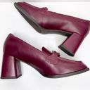 Nordstrom  Loafer Pumps Womens Size 6.5 Leather Burgundy Block Heel Slip On Photo 4