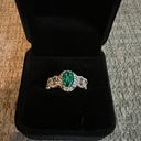 Gorgeous Stainless Steel Silver and Faux Emerald Ring Size 8 Photo 0