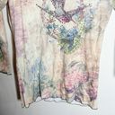 One World  Y2K cream scoop neck crystal embellished bird fairy boho top size S Photo 4