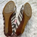 Ralph Lauren Lauren  Zebra Canvas Printed Open Toe Wedge Women's 6B Photo 5