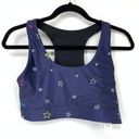 Terez  Sports Bra Women's Sz L Star Print Scoop Neck Activewear Unpadded Blue NWT Photo 0