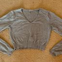 John Galt Sage Green Cropped Cardigan Long Sleeve Photo 1