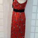 Cinq à Sept Cinq a sept Petra red silk bandanna black lace trim midi slip dress size 4 Photo 10