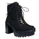 Madden Girl  Womens 9.5 Kikki Lace-Up Platform Lug Sole Hiker Booties in Black Photo 1