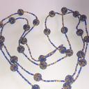 Vintage Blue  & Gold/Yellow Color Seed Bead Beaded Balls Boho Necklace Photo 5