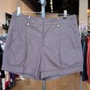 W By Worth  Dark Brown Mid-Rise Shorts w/ Gold Button Details & Cuffed Hems Photo 0