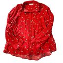 BeachLunchLounge  women's medium red floral button down long sleeve blouse Photo 0