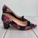 Kate Spade  Black and Pink Rose Floral Block Heel Pumps with Bow Size 6.5M Photo 2