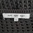 Eight Eight Eight  Women Size S Black Bohemian Crochet Shark Bit Hem Knit Top NWT Photo 2