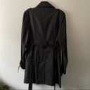 Tahari  Black Ruffle Detail Trench Coat Photo 13