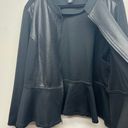 Lane Bryant  Faux Leather Black Women's Jacket Size 28 Full Zip Ruffle Hem Photo 7