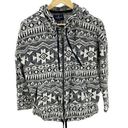 American Eagle  Women's Black Tribal Print Knit Zip Up Hoodie Sz S Oversized Photo 0