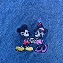 Disney Mickey Mouse Minnie Donald Duck Daisy Blue Denim Floral Button Up T-shirt Photo 2