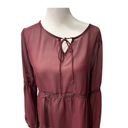 Charming Charlie  Burgundy Long Sleeve Sheer Blouse Photo 1