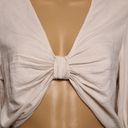 Young Fabulous and Broke YFB  Miranda Linen Blend Twist Front Crop Top Cream Size S Photo 3