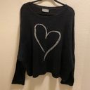 Wooden Ships  Black Heart Pullover Acrylic, Mohair, Wool Blend Sweater Size M/L Photo 2