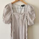 Danielle Bernstein White Striped Midi Length Dress Puff Sleeves Size 10 Photo 3