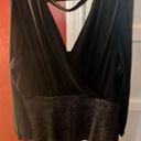 City Chic  Black and Silver Layered Peplum Glitter Blouse Women’s Size XL- NWT Photo 4