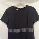 Talbots Vintage  Midi Dress Sz 12 Black Satin Bow Belt Short Sleeve Lined 80s USA Photo 1