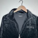 BCBGMAXAZRIA black velvet bling zip up track suit jacket size large Photo 2