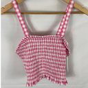 BP 4/$25 NWT . Smocked Gingham Crop Tank In Pink Ibis Gingham medium Photo 1