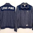 PINK - Victoria's Secret PINK VS VICTORIA'S SECRET Perfect Quarter 1/4 Zip Blue White Colorblock Logo M Photo 0