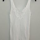 Hollister White Ribbed Floral Lace Tank Top Size Small Photo 0