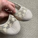 Rampage  Floral Embroidered Sheer Mesh and Taupe Suede Ballet Flats Size 8.5 Photo 3